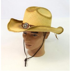 BULLHIDE Woven Straw Western Leather Belted Cowboy Wide Brim Boonie Hat Mujers M  eb-42771131